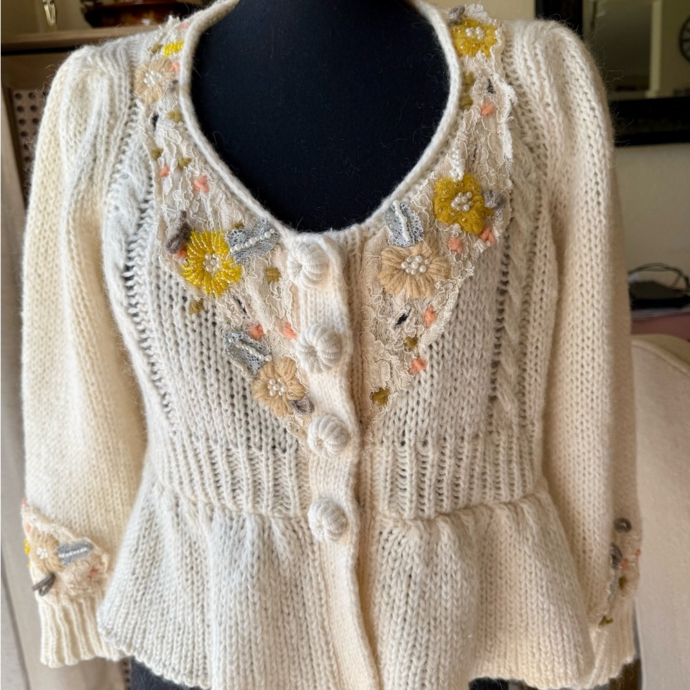 Embroidered Cream Sweater